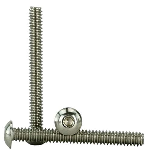 Stainless #6-32 x" (3/8" to 2" Available) Socket Button Head Cap Screws, Full Thread, Hex Drive, Stainless Steel 18-8, Machine Thread (6-32 x 1")