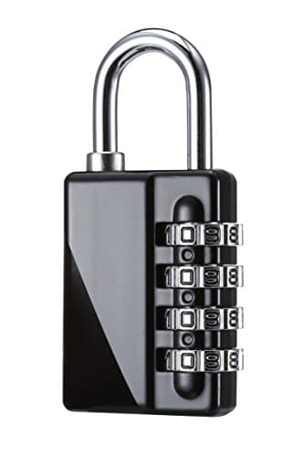 MazePlus 4 Digit Combination High Security Resettable Padlocks Black 1-Pack - Heavy Duty Weatherproof Construction - Ideal For Lockers, Suitcases, Travel Bags, Chains &amp; More