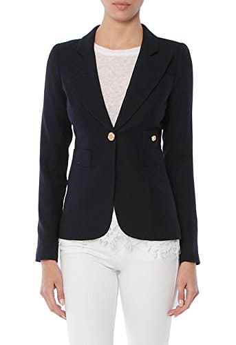 SMYTHE Wool One Button Duchess Blazer, Navy, 2