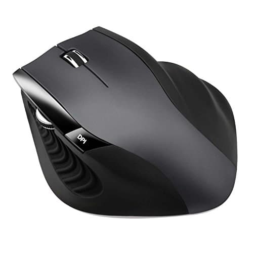 Zamplex Wireless 2.4G Optical Mouse with USB Receiver 3 Adjustable DPI Levels 6 Buttons Black Gray