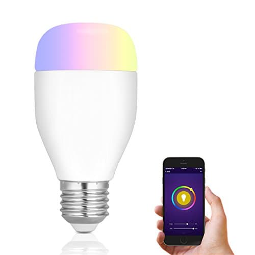 WiFi Smart LED E27 Light Bulb Compatible with Amazon Alexa and Google Home Multicolored 60W Equivalent Dimmable 16 Million Colors Changing Remote Control Timer Sunrise Sunset Function (1 Pack)