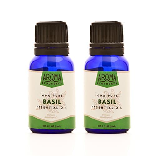 Aroma Foundry Basil Essential Oil - 15 ml 2 Pack - 100% Pure &amp; All Natural
