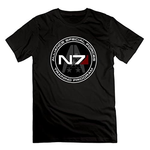 YYOUBUY Short Sleeve Men's Mass Effect N7 Training Program Custom Logo T-shirt - Black Summer Tee