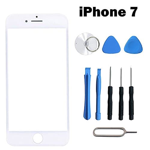4.7 Inch iPhone 7 Broken Screen Front Outer Lens Glass Screen Display Touchscreen Replacement Repair Kit Tools / Adhesive Sticker Tape / Lens (White)