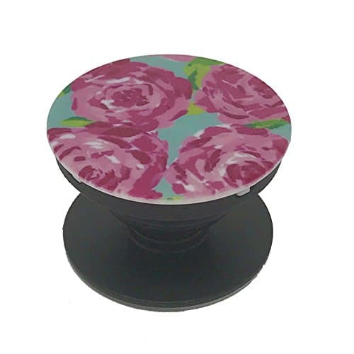 Lilly Inspired Print on a Multi-Function Expanding Cell Phone Holder Stand Grip for Smartphones (Roses)