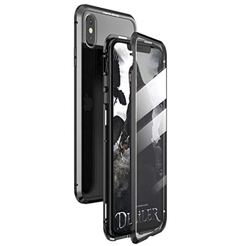 Magnetic Case for iPhone X XS MAX 7 8 Plus Coque Metal Phone Fundas Cover Double Sided Tempered Glass 360 Full Protective Carcasa (iPhone X,Black)