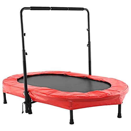 Foldable Mini Rebounder Trampoline with Adjustable Handle Bar for Kids or Parent-Child (US Stock)