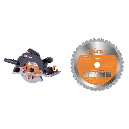 Evolution Power ToolsBuild R185CCSX+ Multi-Material Track Saw with Plus Pack, 185 mm (230 V) with RAGE Multi-Purpose Carbide-Tipped Blade, 185 mm