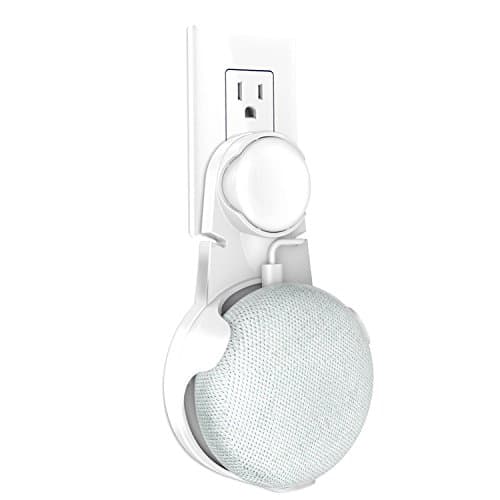 Google Home Mini Wall Mount | Outlet Hanger Stand | Compact Mount Holder Stand Backpack for Smart Google Home Mini Voice Assistants | Full Protection Easy Mount in Kitchen Bathroom Bedroom (White)