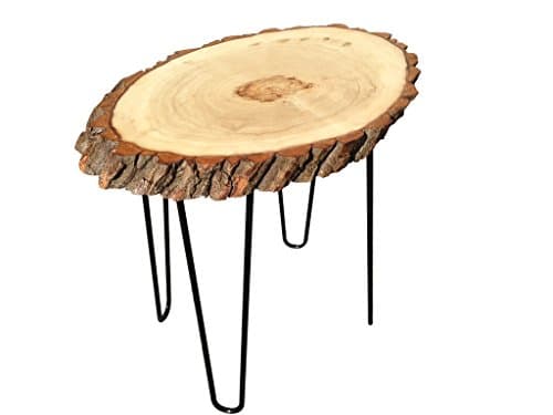 Modern Solid Natural Wood Round Slab End Table (End-Table-Coffee-Tb-Culr-Legs)