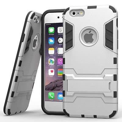 Silver Rugged Case Shockproof Rugged Hybrid Rubber Hard Cover Case for iPhone 5-5S-5SE (Silver)
