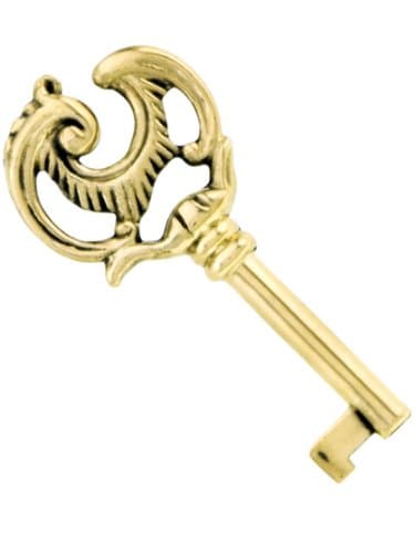 Small Fancy Solid Brass Drawer Key. Curio Cabinet Key