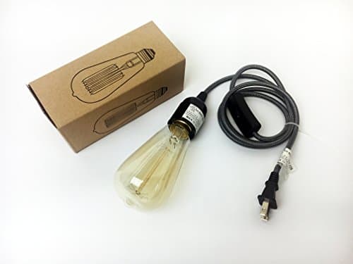 MakersKit Vintage 40w Edison Light Bulb and 4.9ft Silver Woven Cord