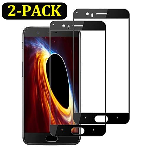 [Pack of 2] Heromck for Oneplus 5 Screen Protector Oneplus5 Tempered Glass One Plus Five Film 【Bubble Free】【HD Definition】【Easy to Install】 Full Coverage Protective (Black)