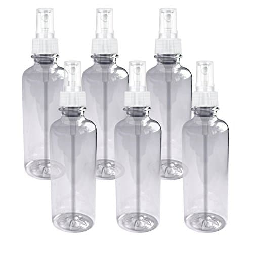 6 pack Clear Empty 8 oz plastic bottles with Atomising Mist Sprayer Mister BULK Set - FOOD GRADE and BPA-free