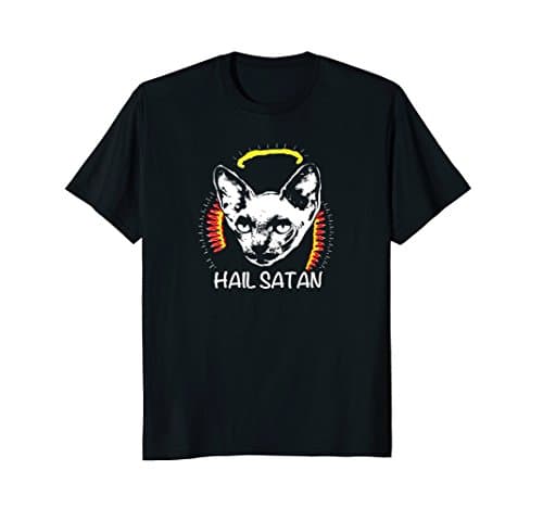Funny Hail Satan Hairless Cat Sphynx T-Shirt
