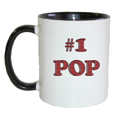Mashed Mugs - #1 Pop (Brown Print) - Coffee Cup/Tea Mug (White/Black)