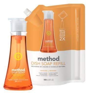 Method Pump Dish Starter 18 oz &amp; Refill Bundle 36 oz, Clementine Scent