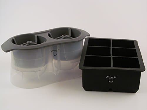 Silicone Ice Cube Tray - 6 King Ice Cube Tray with 2 Whisky Ice Ball Maker. NEW DUAL 2in1 SPHERE DESIGN. Easy To Use Ice Molds for Whiskey, Wide Mouth Water Bottles and Iced Coffee