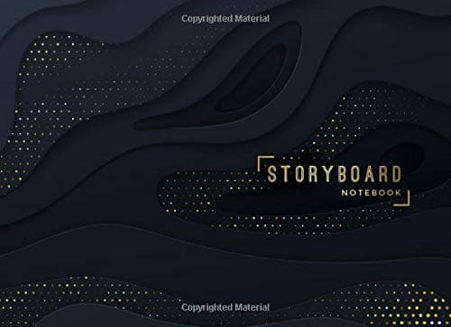 Storyboard Notebook: 8.25 x 6 in, 6 Panel 16:9, 250 Pages, Black and Gold Theme