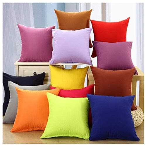 Candy Solid Color Pillow Case Couch Pillows Colorful Throw Pillows Sofa Bed Office Couch Rainbow Bright Colored Throw Pillows 16x16 Inch (40x40CM) - Grass Green