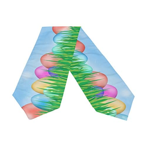 Yuihome Double-Sided Easter Bunny eggs Floral Polyester Table Runner 13 x 70 Inches Long Multicolor Table Top Decoration