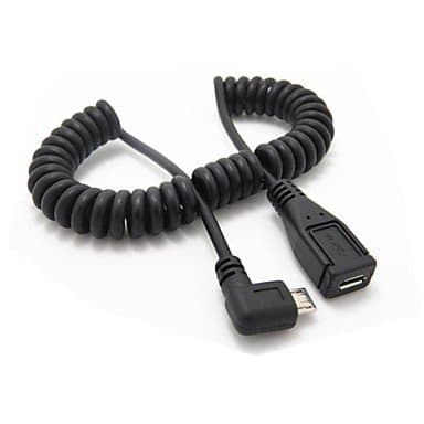 RayShop - 3ft Elastic Sping Left Turn USB/Micro USB Cable for Samsung Galaxy S4 I9500