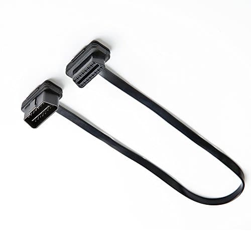 OBD2 Extension Cable, A2 Flat Ribbon Cable Full 16pin OBDII Male to Female Cable with Angled Connectors (1FT/30CM) (10Pack)