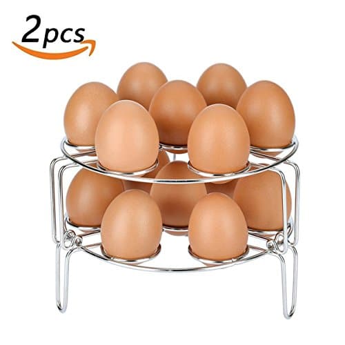 Upgraded Version Stackable Stainless Steel Egg Steamer Rack for Instant Pot Accessories and Pressure Cooker by lisakitchen(2 Piece)