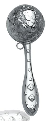 Sterling Silver Ball with Teddy Bear Rattle