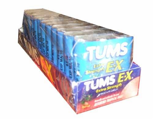 Tums Extra Strength E-x, Antacid Chewable Tablets, Assorted Fruit - 12/3 Roll Packs (36 Rolls Total)