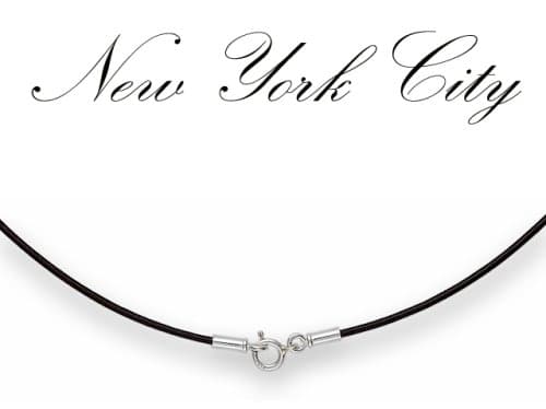 1mm Black Leather Cord with Solid 925 Sterling Silver Clasp 30"