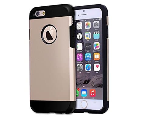 Apple iPhone 6/6s Cover Case Tough Dual Layer Protective Plated Durable iPhone 6/6s Slim Case Brand New, (Gold)