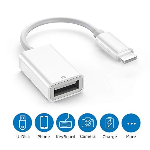 USB Camera Adapter, USB Otg Cable Adapter Male 8 Pin to USB Female Adapter, USB Female OTG Adapter Compatible Mobile Phone/Pad Otg Adapter, Support IOS 12 Before And After (white)