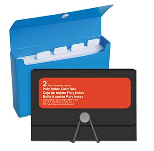 1InTheOffice Index Card Box, Poly Plastic, 4 x 6, 2/Pack