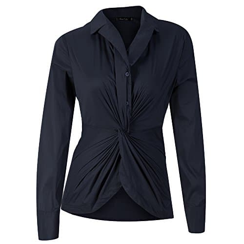 Kaigenina Womens Long Sleeves Button Down Pullover Stretch Formal Casual Shirt