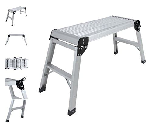 Quality Ladder - Aluminum Folding Ladder - Multi Purpose Platform Stool - Heavy Duty Non Slip Foldable Extension - Kitchen Home Garage Bench - Hold up to 330lbs