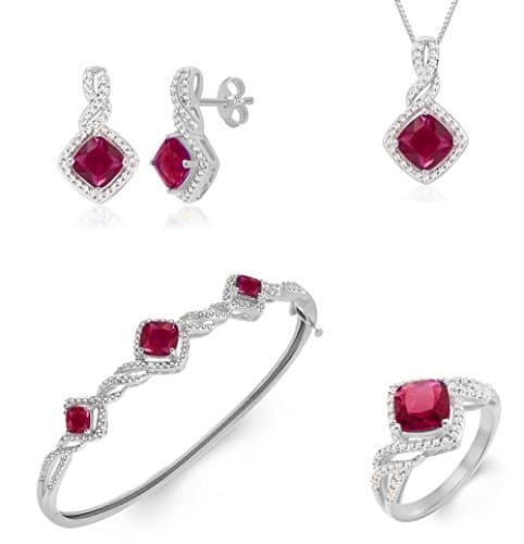 Ruby and Diamond Accent 4 Piece Jewelry Set