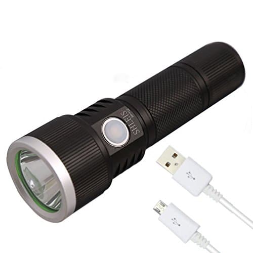 SHLEIS Usb Flashlight Rechargeable Tactical Led Flashlight Torch Ultra Bright High Lumens 1 Brightness Level for Your Camping Hiking etc (Rechargeable 26650 Battery, Usb Charging Cable Included)