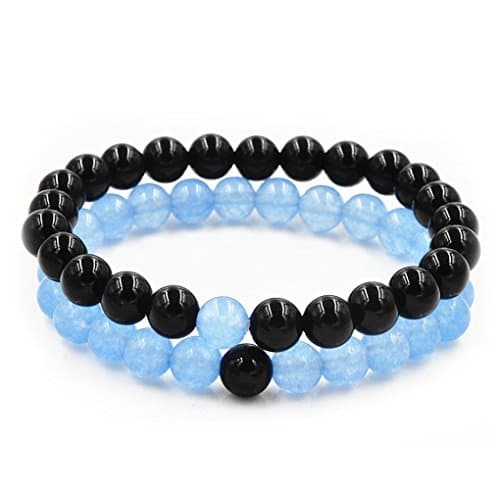 His And Hers Couples Bracelets 7.5" Flexibility Size 8mm Energy Balance Chakra Beads (Pack of 2)