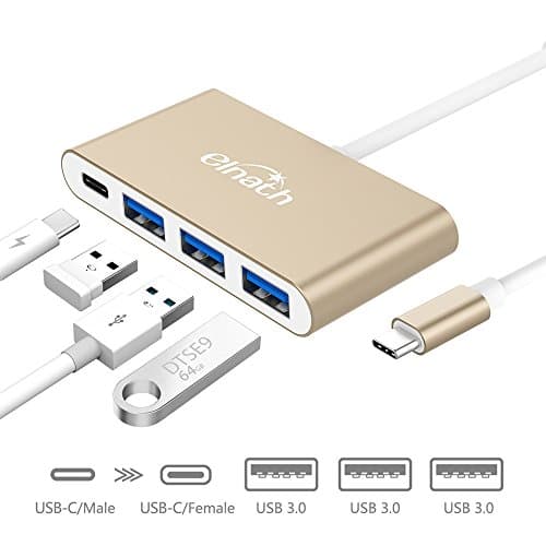 ELNATH USB-C Hub Adapter Type-C to USB 3.0 USB C(Thunderbolt 3 compatible) to USB A Multiport Data Hub Adapter Converter with Charging for New MacBook chromebook Pixel YOGA 900 910 and more Dell XPS13