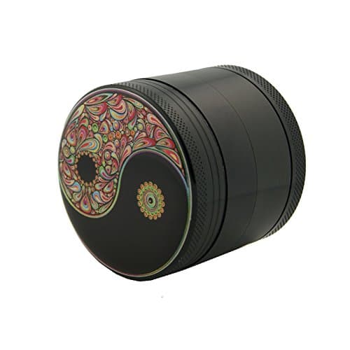 Psychedelic Yin Yang Design Micro Crusher Black 2.5" 4 Piece Tobacco Spice Herb Grinder Item # GCC072415-0003