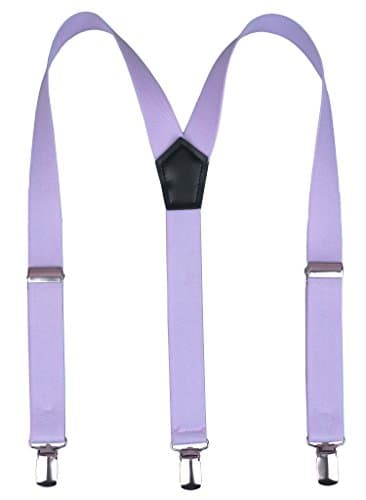 Warm Sunshine Men's Y-back Elastic Adjustable Solid Clip Suspenders,Lavender Purple