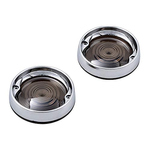 Set Deep Dish Turn Signal Indicator Blinker Light Smoke Lens + Bezel Compatible with 1986-2019 Harley Touring Models