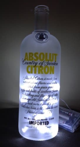 Absolut Citron Vodka Upcycled Bottle Light-White LED