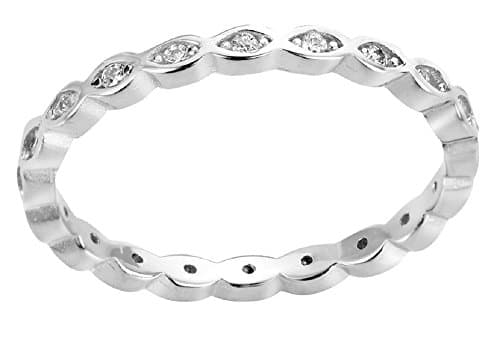 Cubic Zirconia Stackable Endless Eternity Ring Sterling Silver (Color Options, Sizes 3-15)