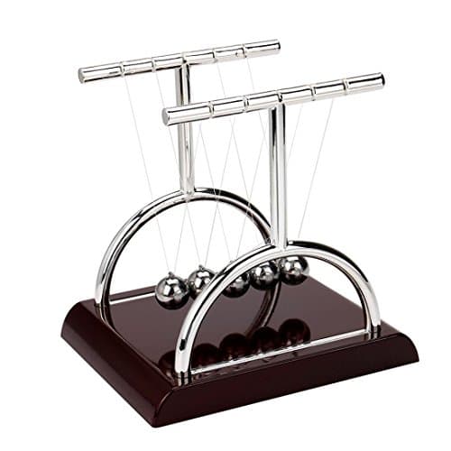 Newtons Cradle Physics Science Desk Toy,NOMENI Plastic Frame Base Steel Balance Ball