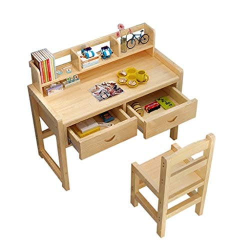 Table & Chair Sets Home student desk eating table Study table and chair solid wood writing desk bedroom desk chair set can be raised and lowered Table & Chair Sets