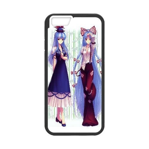 DIY Customized Soft Rubber TPU Case Skin Cover Imperishable Night And Fujiwara No Mokou Anime iPhone 6 Plus 5.5 Inch Cell Phone Case Black