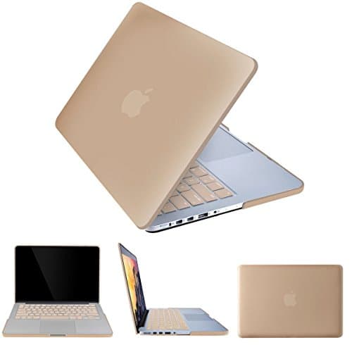 BeneU Plastic Hard Case Cover, Keyboard Cover, Screen Protector for Macbook Pro with Retina 13 Inch Rose Gold